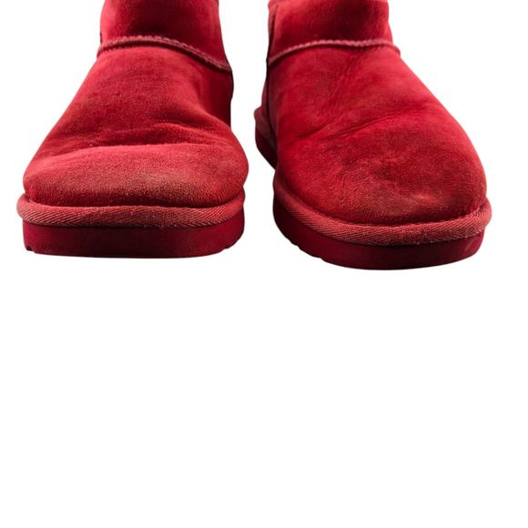 UGG Classic Ultra Mini Booties Women 7 Red Shortie Ankle Boots Comfort Shearling - Picture 3 of 9